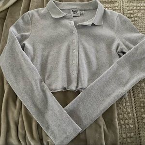 Gray collared Crop Top Princess Polly